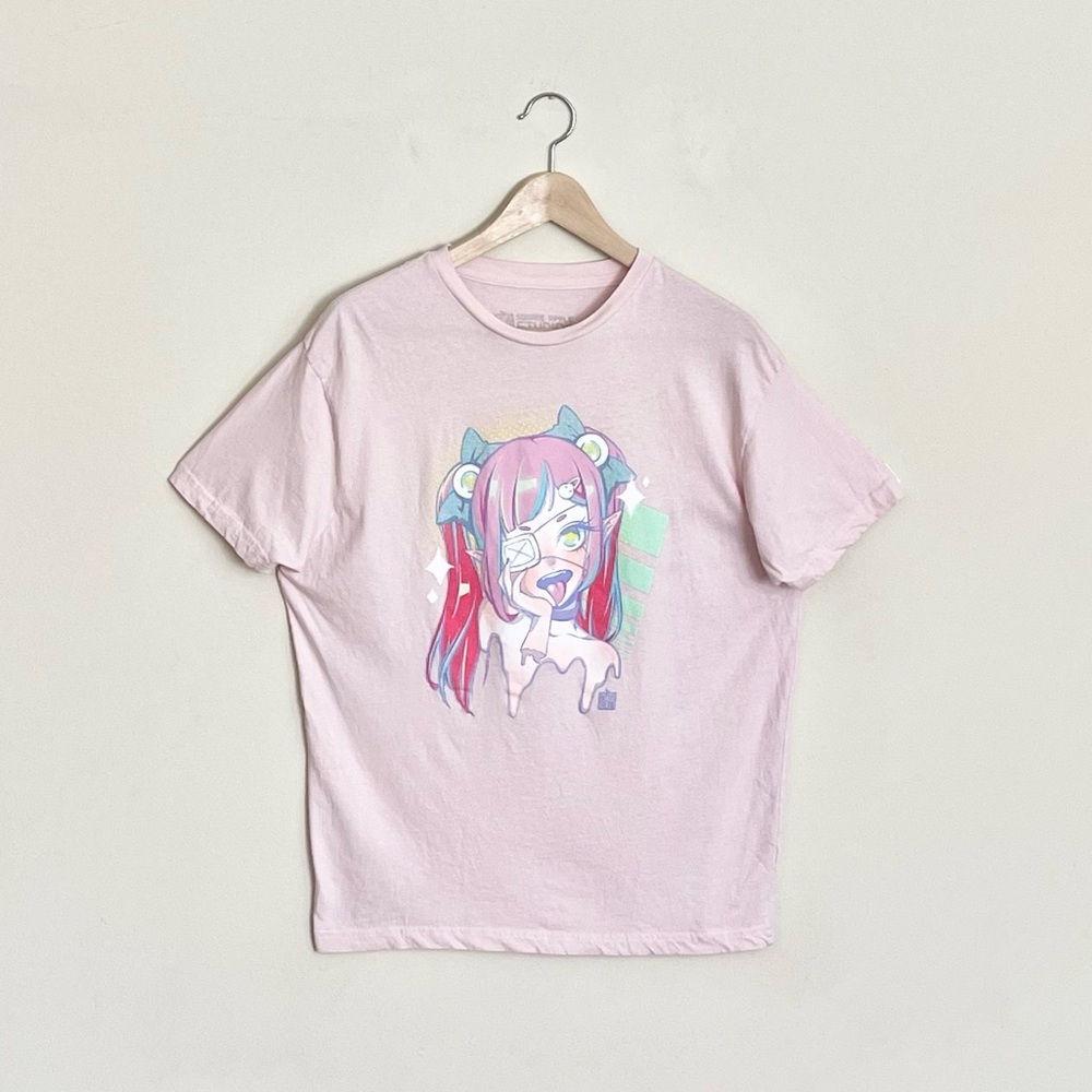 Melty-Chan Anime Monster Girl Graphic Pink T Shirt Adult size Large
